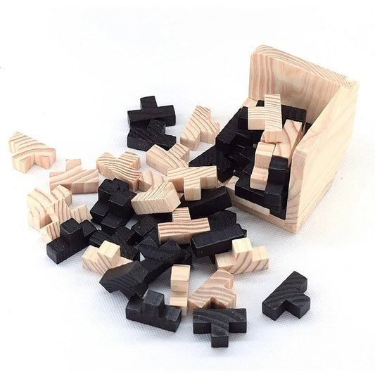 3D Cube Puzzle Luban Interlocking Creative Educational Wooden Toy Brain IQ Mind Early Learning Game Gift For Children Letter 54T - InnovaCuisine