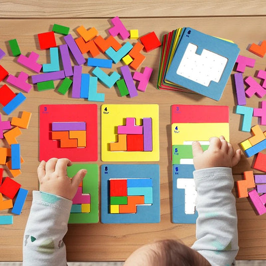 3D Puzzle Two - person Interactive Desktop Game Tangram Math Toys Building Blocks Board Color Shape For Kids Gifts - InnovaCuisine