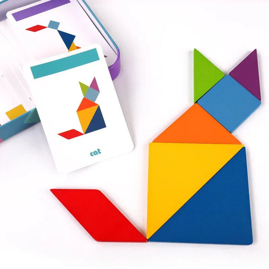 3D Wooden Pattern Animal Jigsaw Puzzle Colorful Tangram Toy Kids Montessori Early Education Sorting Games Toys Children Gift - InnovaCuisine
