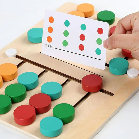 Montessori Wooden Colorful Slide Puzzle Board Game Color Matching Slide Sensory Educational Toys Preschool Activity for Toddlers - InnovaCuisine