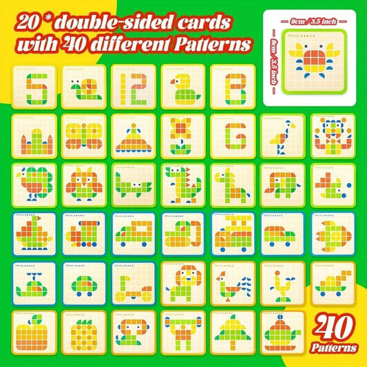 120Pcs Wooden Mosaic Puzzle Toy Montessori Kids Wooden 3D Geometric Shape Jigsaw Puzzle Board Set Baby Early Education Toys for - InnovaCuisine