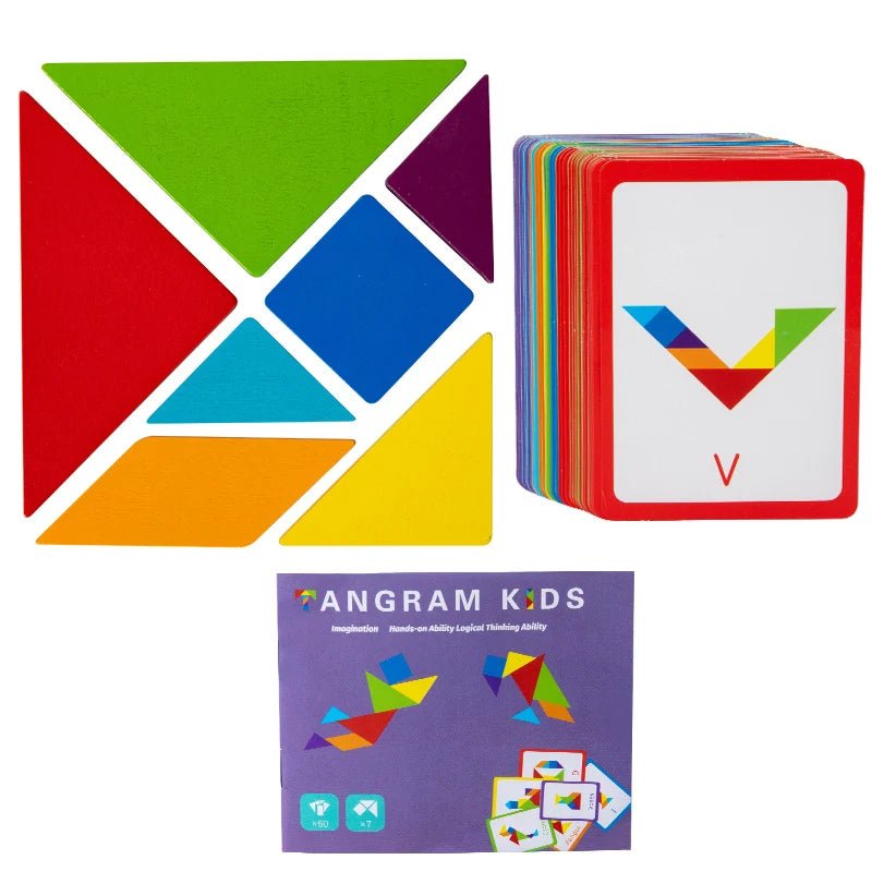 3D Wooden Tangram Jigsaw Puzzles Board Games Kids Montessori Educational Toys Children Kindergarten Geometric Shape Teaching Aid - InnovaCuisine