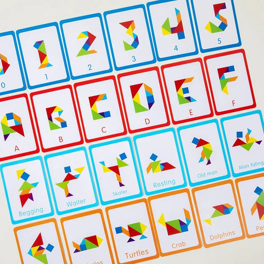 3D Wooden Tangram Jigsaw Puzzles Board Games Kids Montessori Educational Toys Children Kindergarten Geometric Shape Teaching Aid - InnovaCuisine