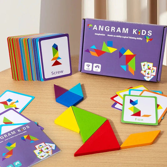 3D Wooden Tangram Jigsaw Puzzles Board Games Kids Montessori Educational Toys Children Kindergarten Geometric Shape Teaching Aid - InnovaCuisine