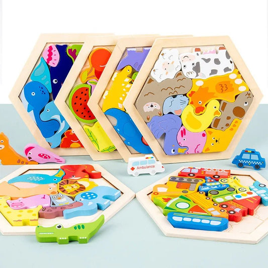 Baby toy Wooden jigsaw Puzzle Creative 3D Puzzle for Children's Intelligence Development Ealy Educational toy for Children - InnovaCuisine