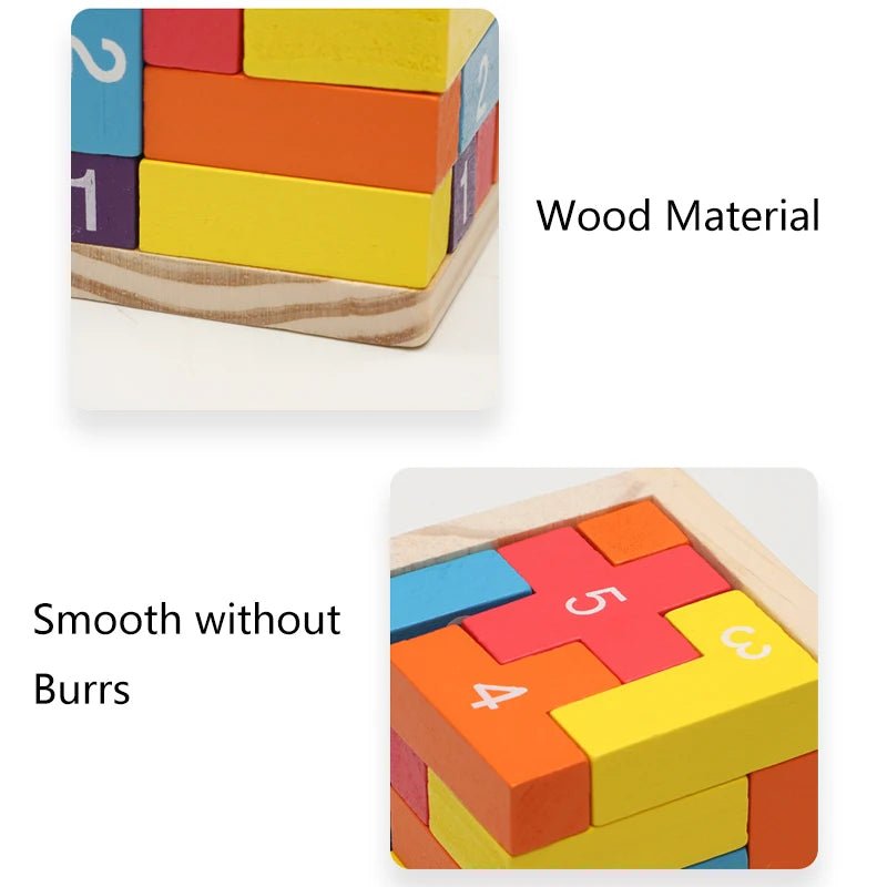 Colorful Wooden Blocks Puzzles,Classic Luban Lock Cube 3D Puzzle Toys, Intellectual Game for children and adults - InnovaCuisine