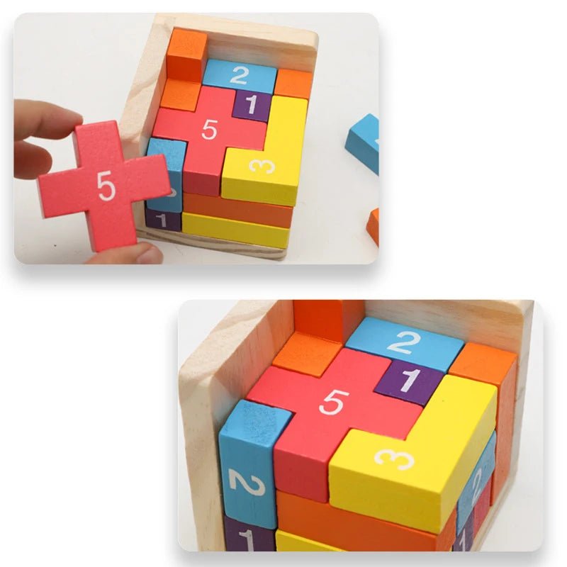 Colorful Wooden Blocks Puzzles,Classic Luban Lock Cube 3D Puzzle Toys, Intellectual Game for children and adults - InnovaCuisine