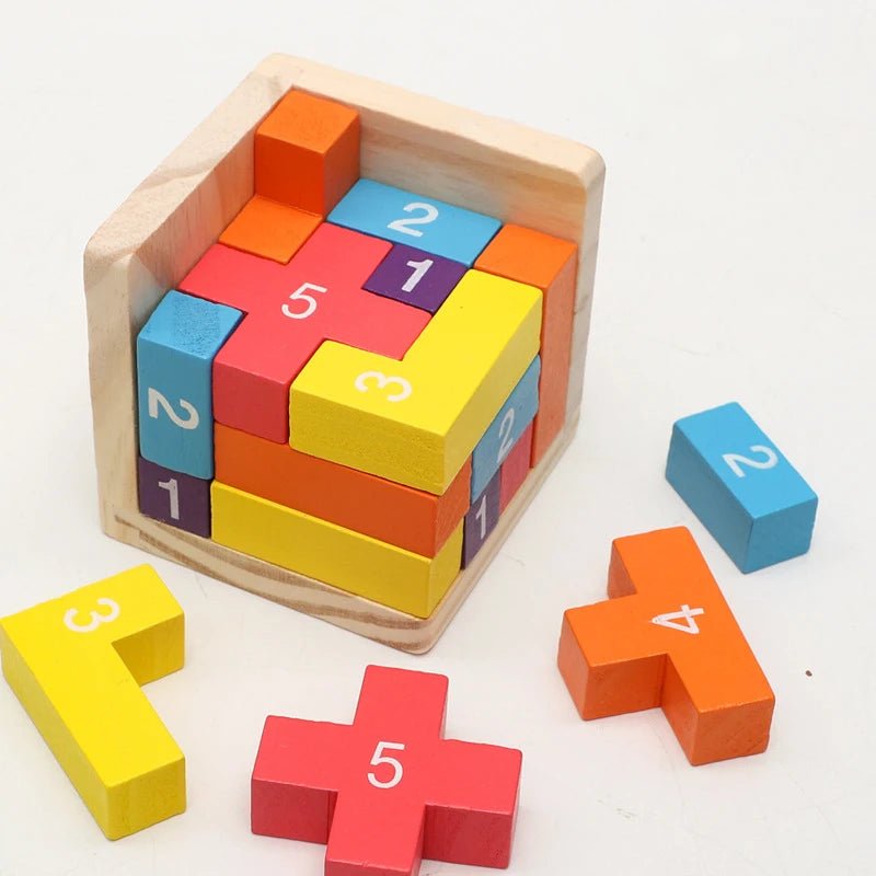 Colorful Wooden Blocks Puzzles,Classic Luban Lock Cube 3D Puzzle Toys, Intellectual Game for children and adults - InnovaCuisine